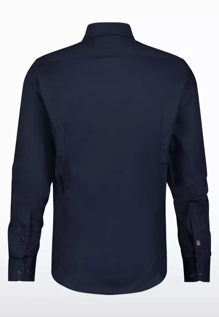 A Fish Named Fred Men Long Sleeve Shirt Navy with Ski Printed Design Collar