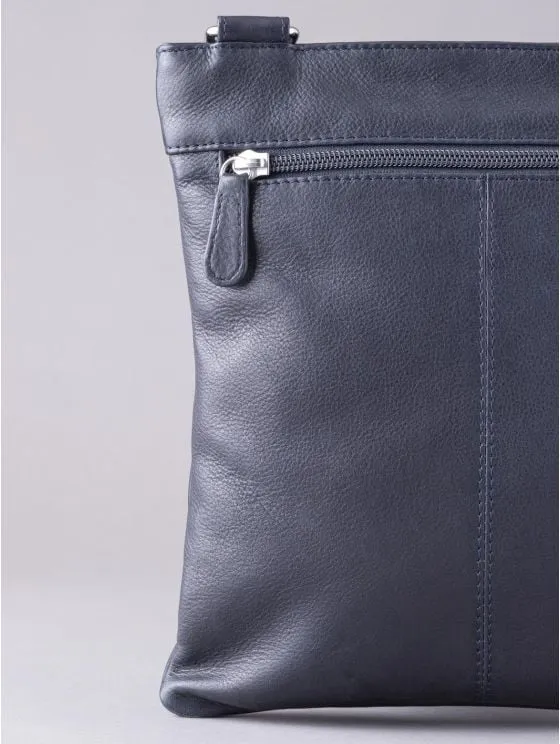 Allerdale Leather Cross Body Bag in Navy