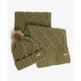 Barbour Ridley Beanie & Scarf Gift Set in Olive LGS0075OL71