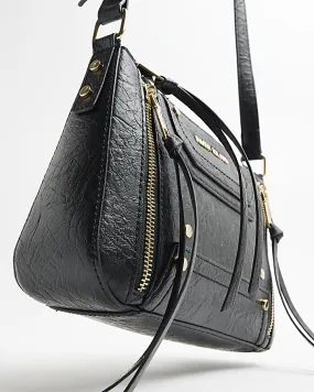 Black panelled zip cross body bag