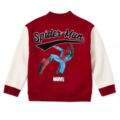 Disney Collection Little & Big Boys Fleece Spiderman Lightweight Varsity Jacket