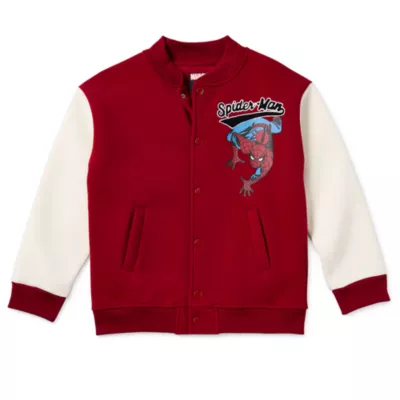 Disney Collection Little & Big Boys Fleece Spiderman Lightweight Varsity Jacket