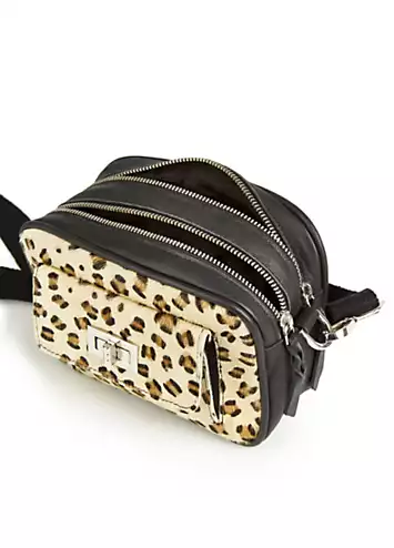 Freemans Black Leopard Cross Body Bag | Kaleidoscope