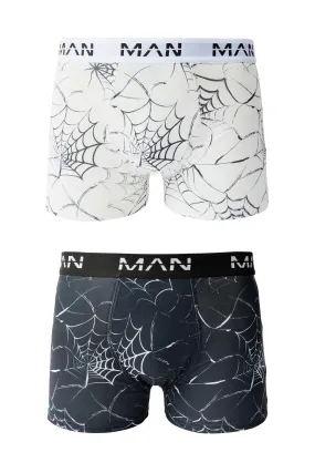 Halloween 2 Pack Man Spider Web Printed Boxers