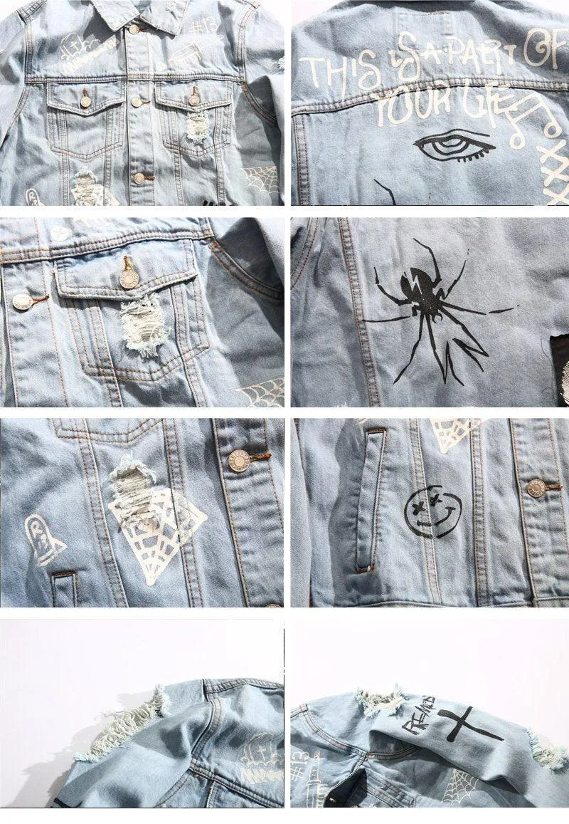 Hip Hop Denim Jacket For Men