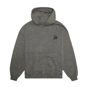 HOMME+ Old English Acid Wash Hoodie Dark Taupe