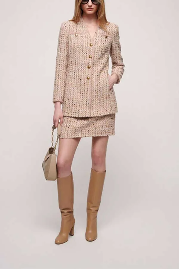 Luisa Spagnoli SENTIMENTO COLLARLESS WOVEN JACKET