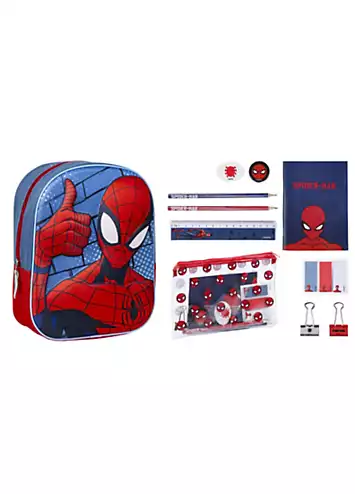 Marvel Spiderman Twin Set of 3D Backpack and School Stationery Set | Grattan