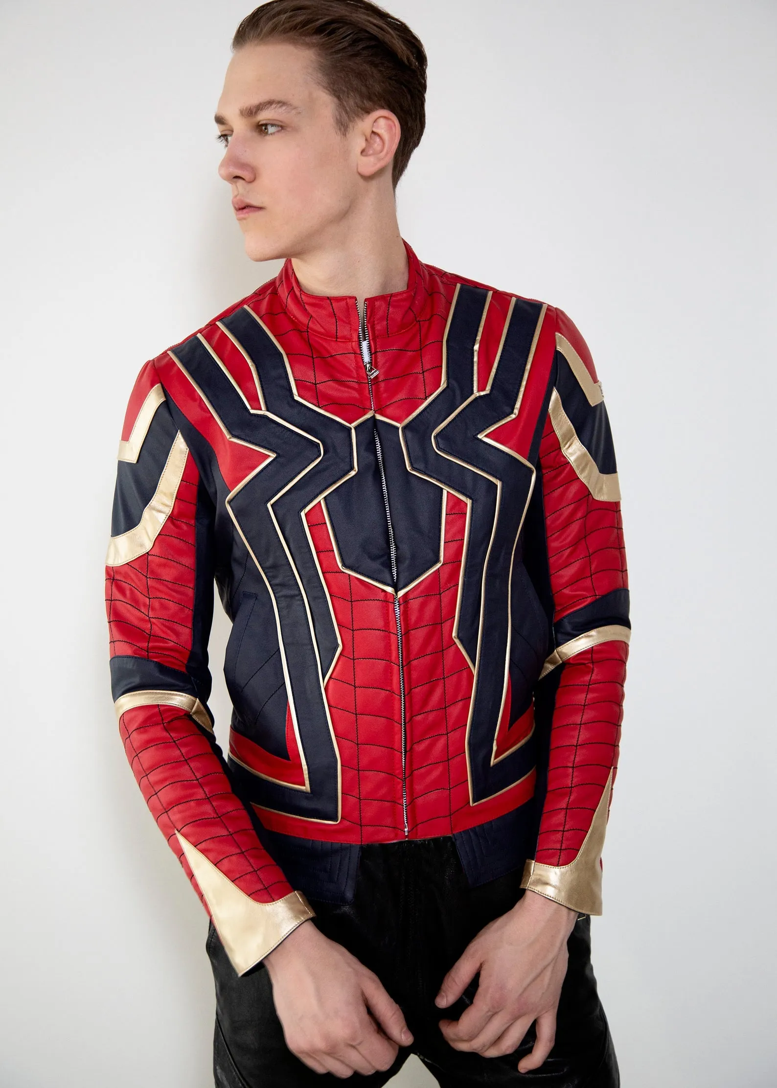 Mens Spider-Man Iron Spider Infinity Red & Gold Leather Jacker | LucaJackets