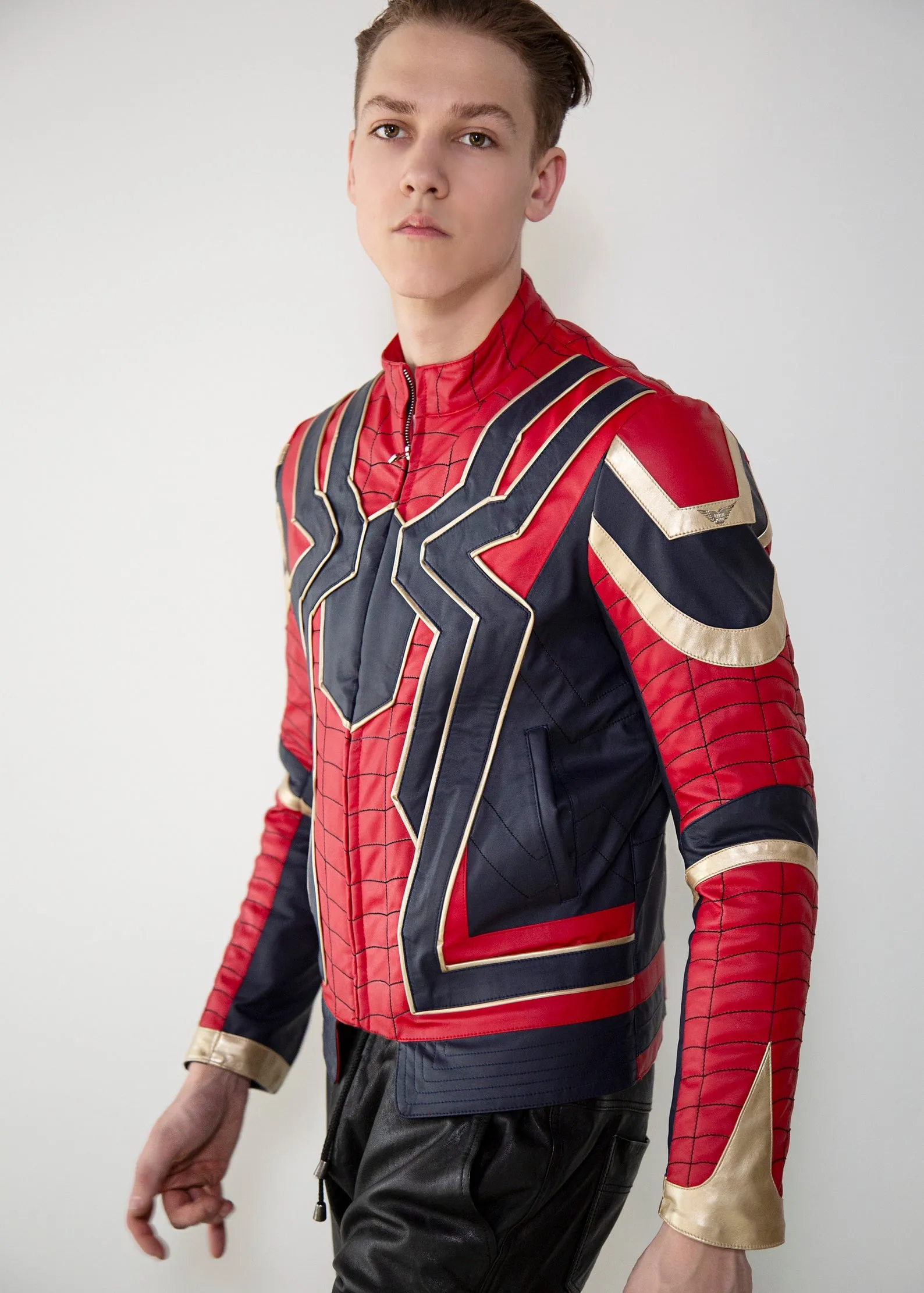 Mens Spider-Man Iron Spider Infinity Red & Gold Leather Jacker | LucaJackets