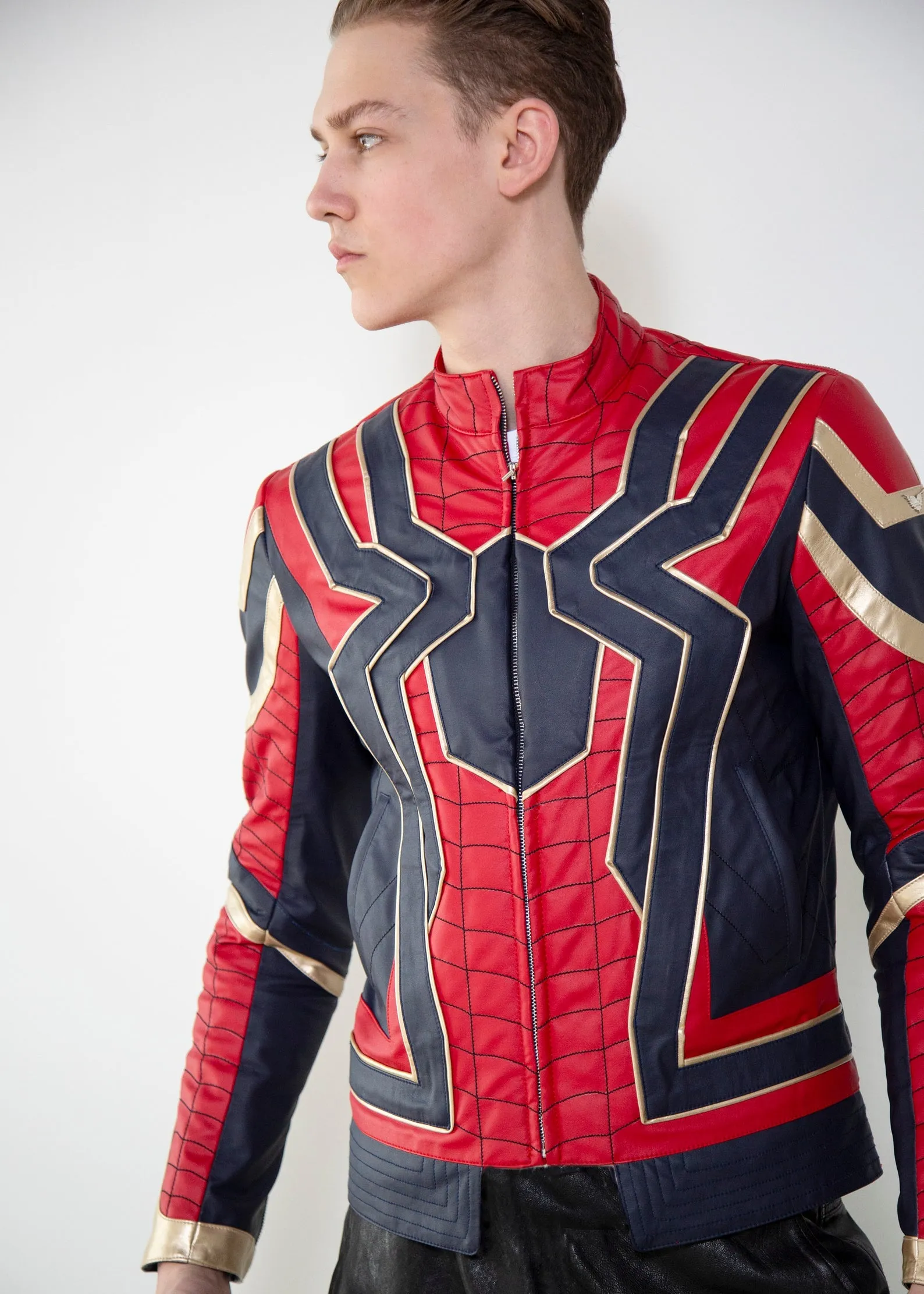 Mens Spider-Man Iron Spider Infinity Red & Gold Leather Jacker | LucaJackets