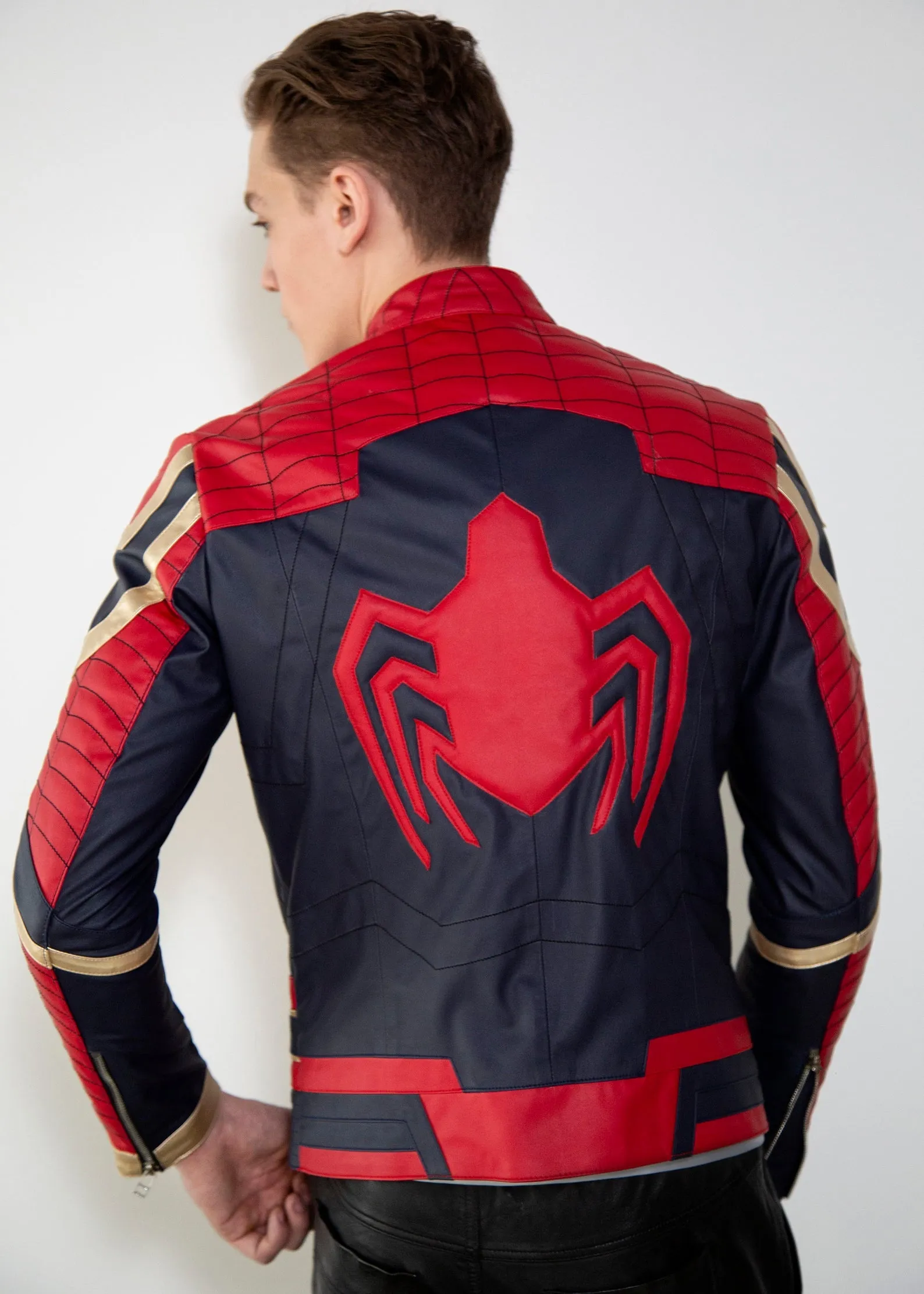 Mens Spider-Man Iron Spider Infinity Red & Gold Leather Jacker | LucaJackets