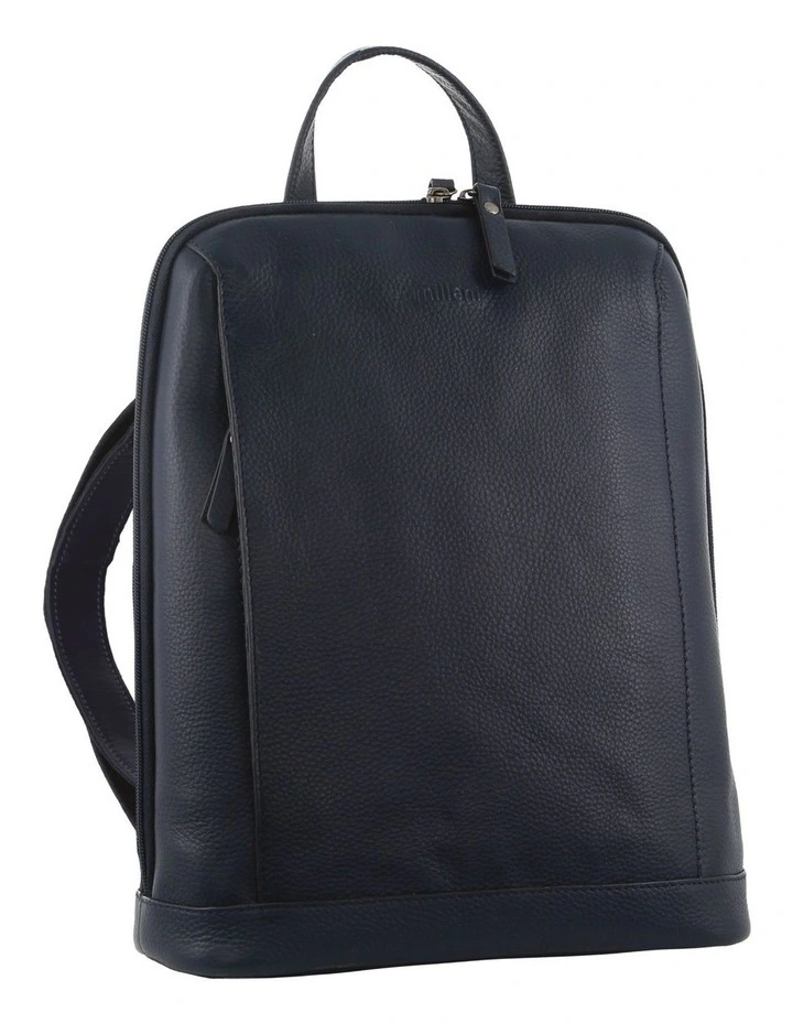 Nappa Leather Twin Zip Backpack in Navy