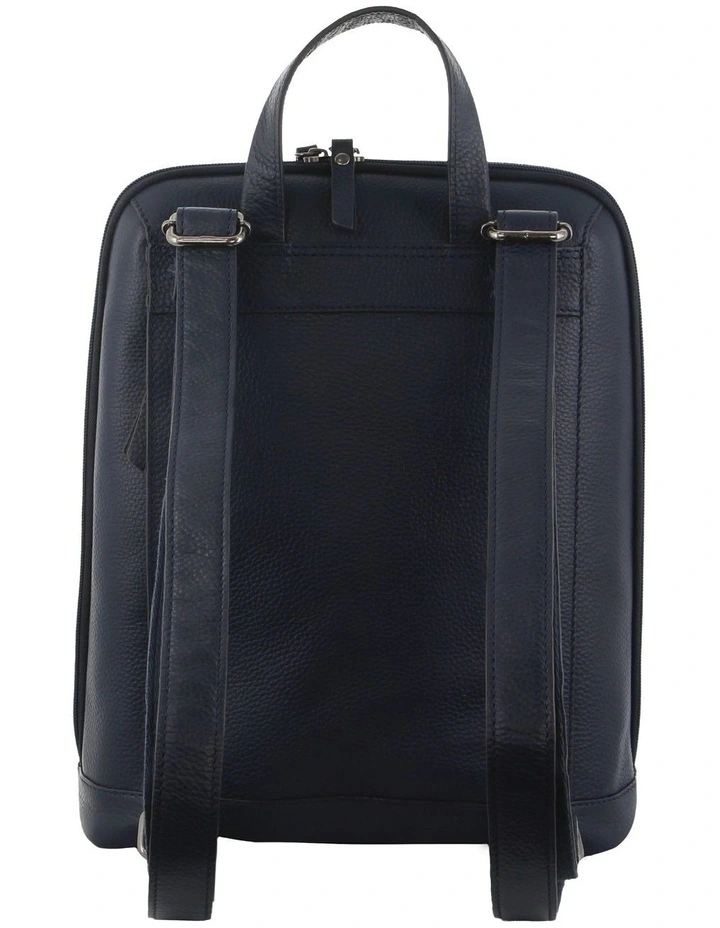 Nappa Leather Twin Zip Backpack in Navy