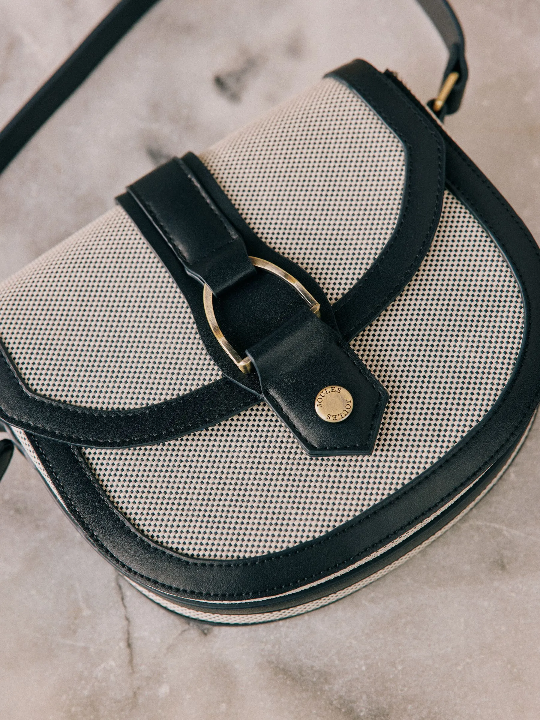 Navy Blue Canvas Cross Body Bag