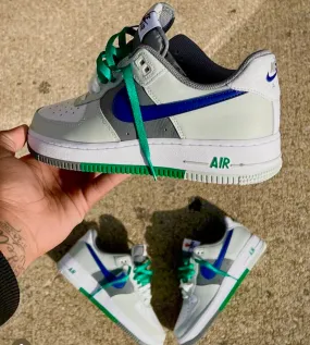 NIKE AIR FORCE 1 GREY ROYAL GREEN