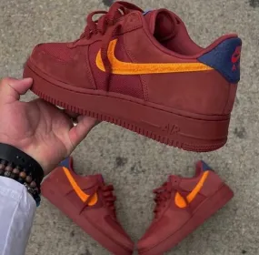 NIKE AIR FORCE 1 RUST ORANGE BLUE