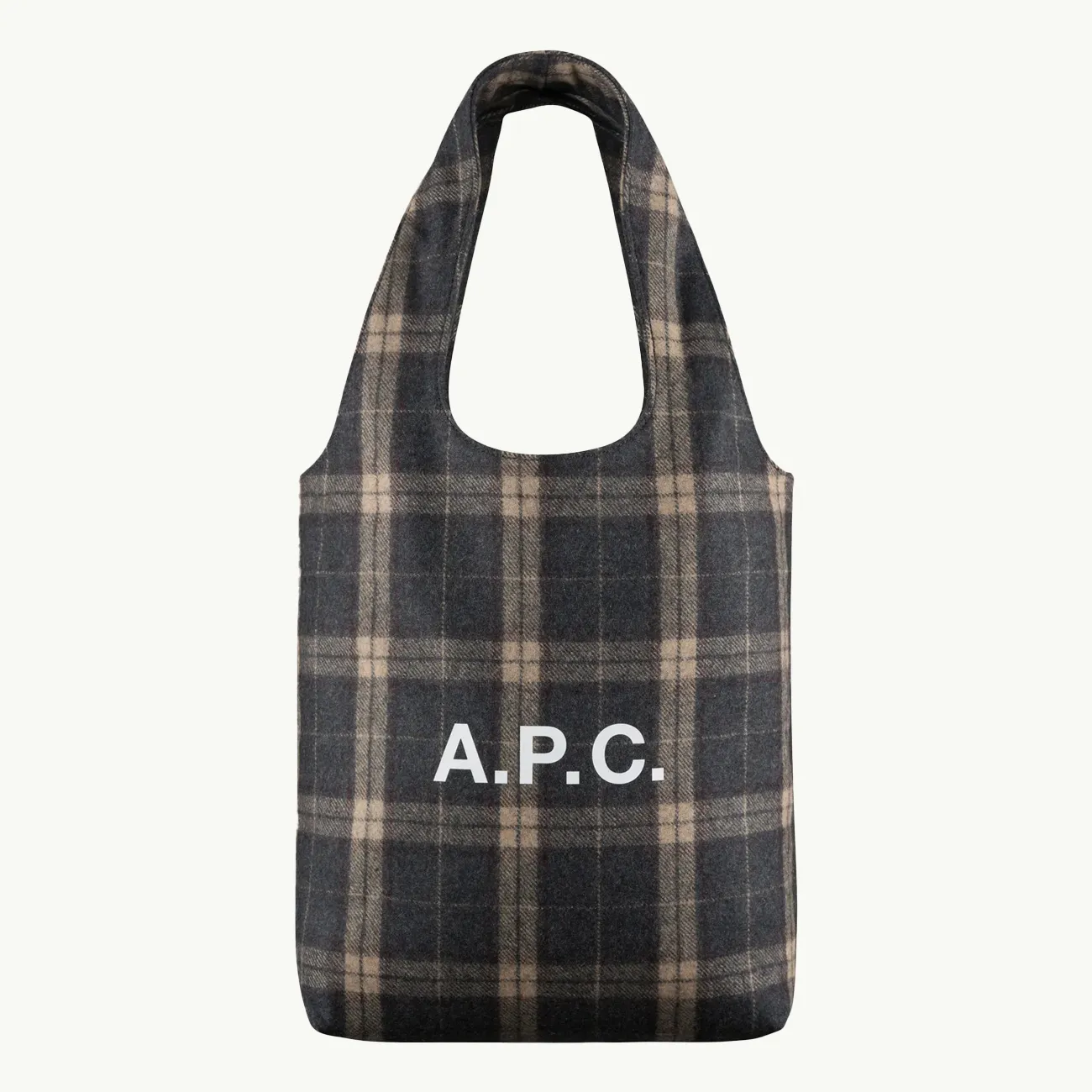 Ninon Wool Tote Small - Anthracite Check