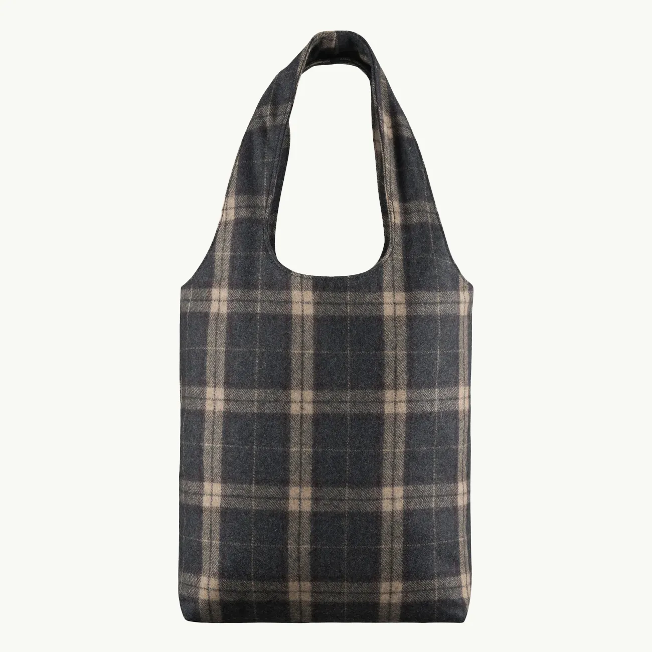 Ninon Wool Tote Small - Anthracite Check