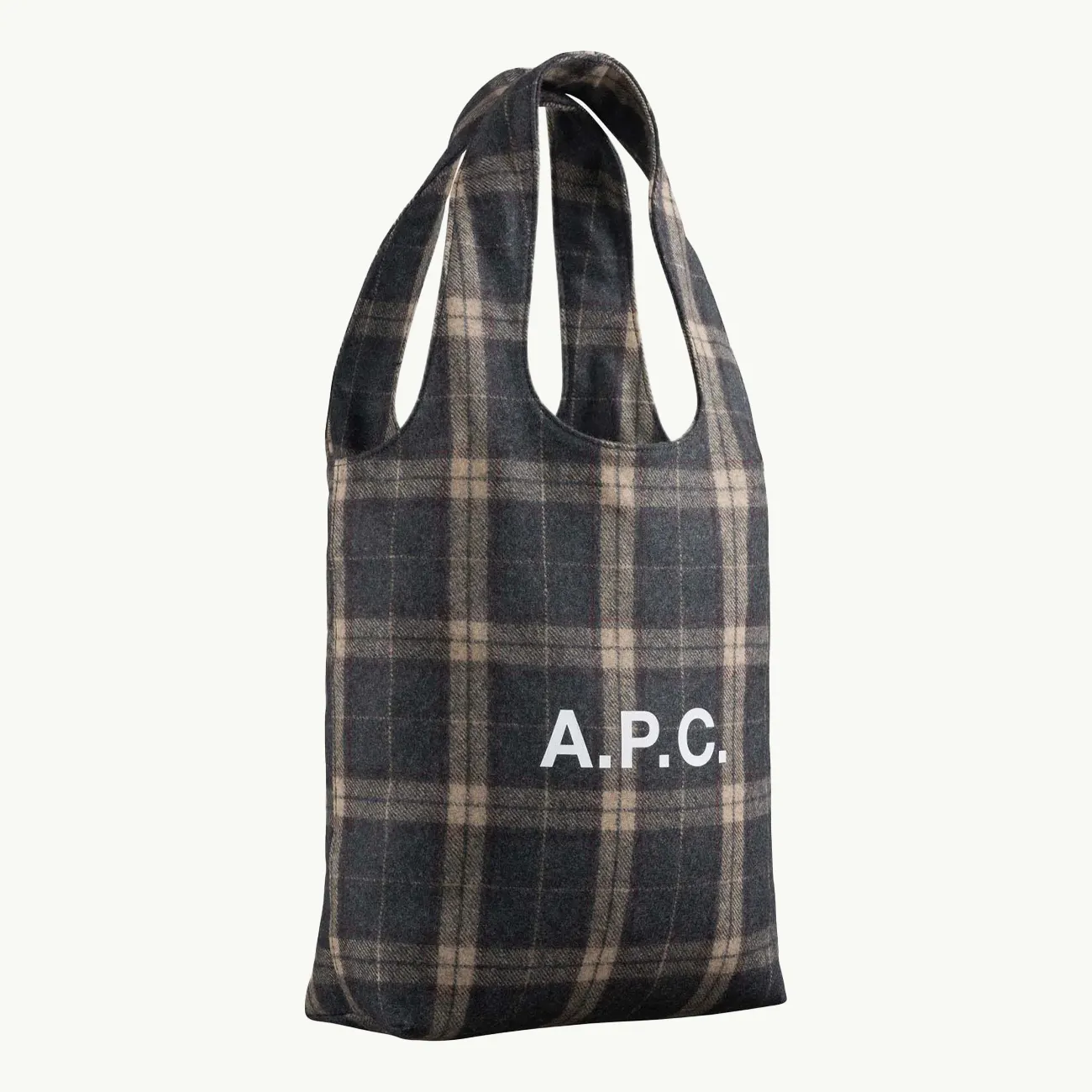 Ninon Wool Tote Small - Anthracite Check