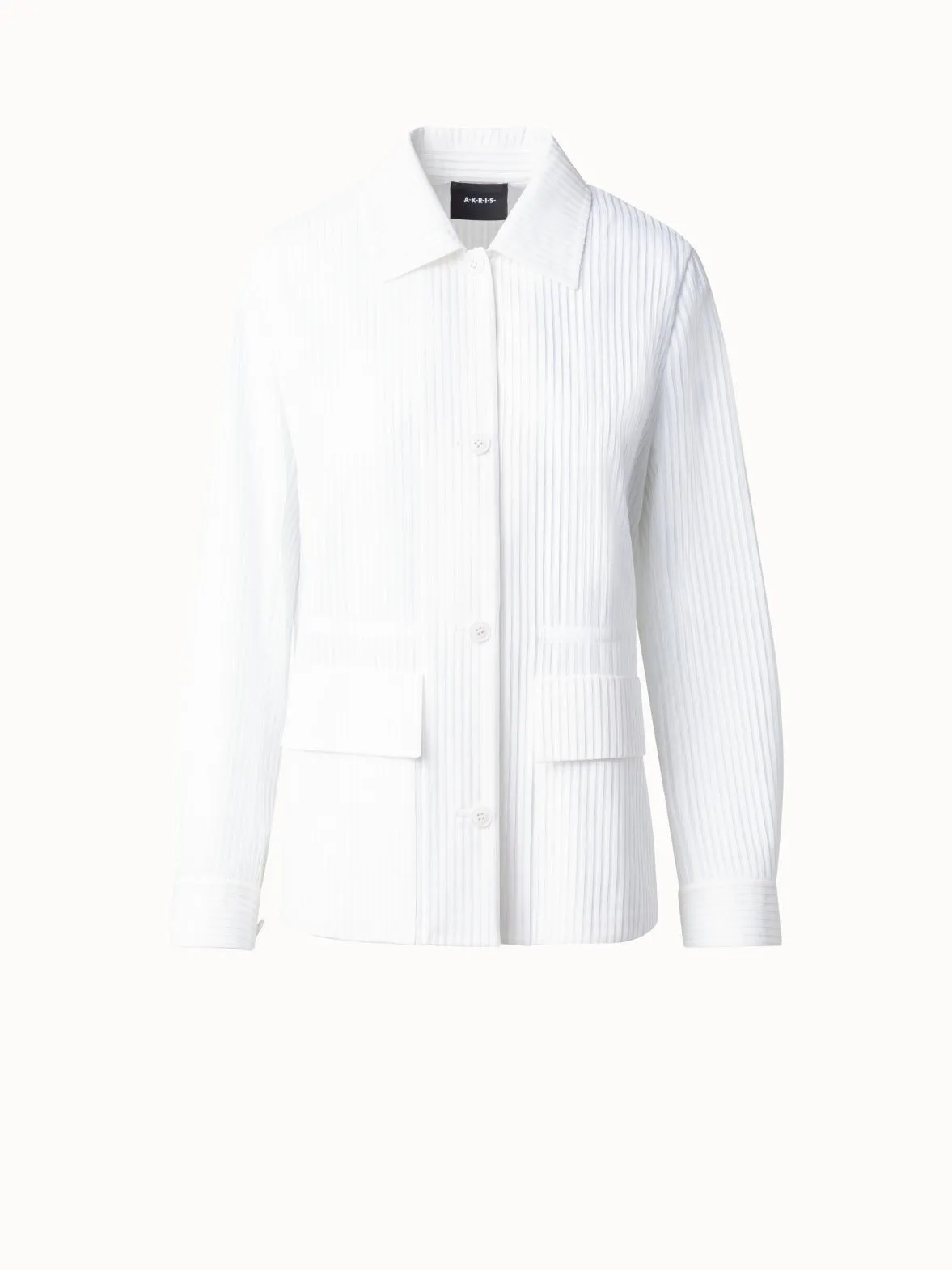 Oversize Shirt Jacket in Pleated Cotton Voile