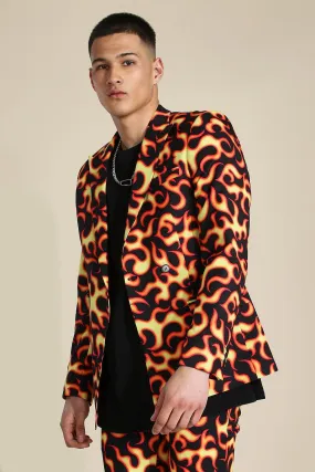 Skinny Flame Double Breasted Suit Jacket