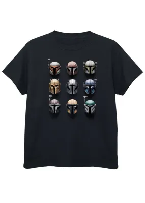 Star Wars Kids Black The Mandalorian Helmet Printed T-Shirt (3-13 yrs)